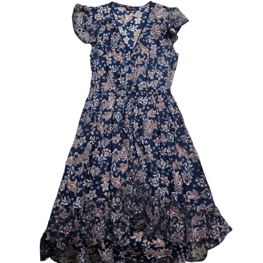 EN KAY Paisley High Low Midi Dress Medium